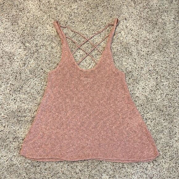 American Eagle Pink Cross Back Sweater Tank Top Small - Picture 2 of 7